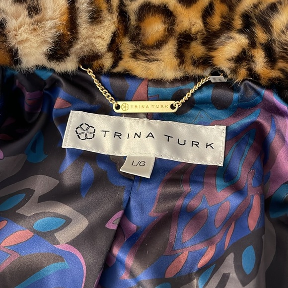 NWOT Trina Turk Leopard Print Faux Fur Coat - Picture 11 of 13